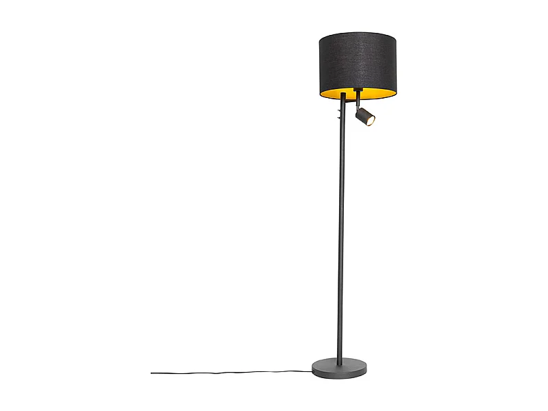 Lampadaire noir avec intérieur doré et liseuse - Jelena