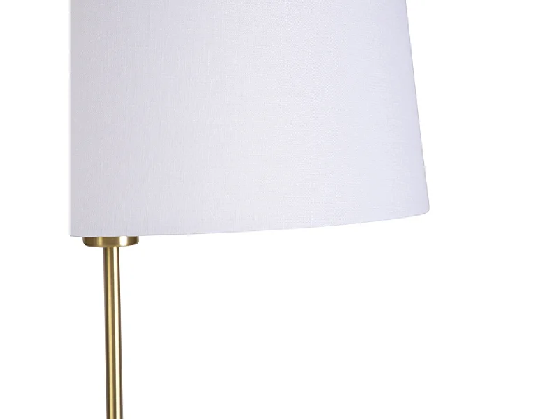 Lampadaire or / laiton avec abat-jour en lin blanc 45 cm - Parte