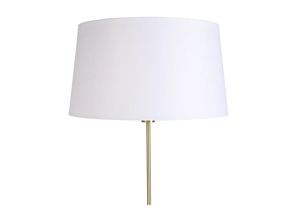 Lampadaire or / laiton avec abat-jour en lin blanc 45 cm - Parte