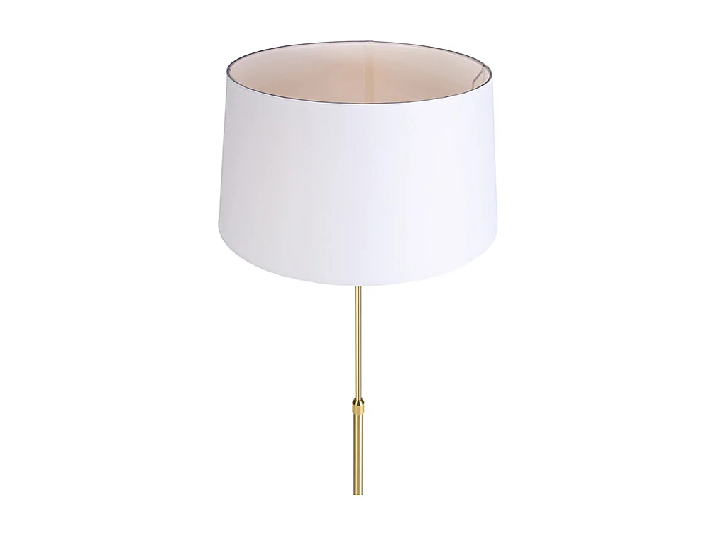 Lampadaire or / laiton avec abat-jour en lin blanc 45 cm - Parte