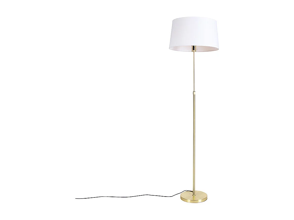 Lampadaire or/laiton avec abat-jour en lin blanc 45 cm - Parte