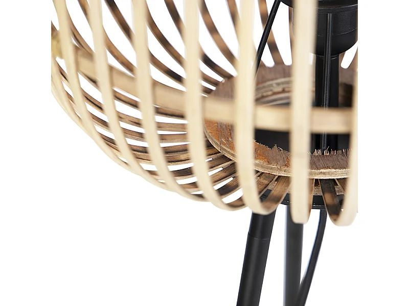 Lampadaire rustique noir avec rotin - Manila