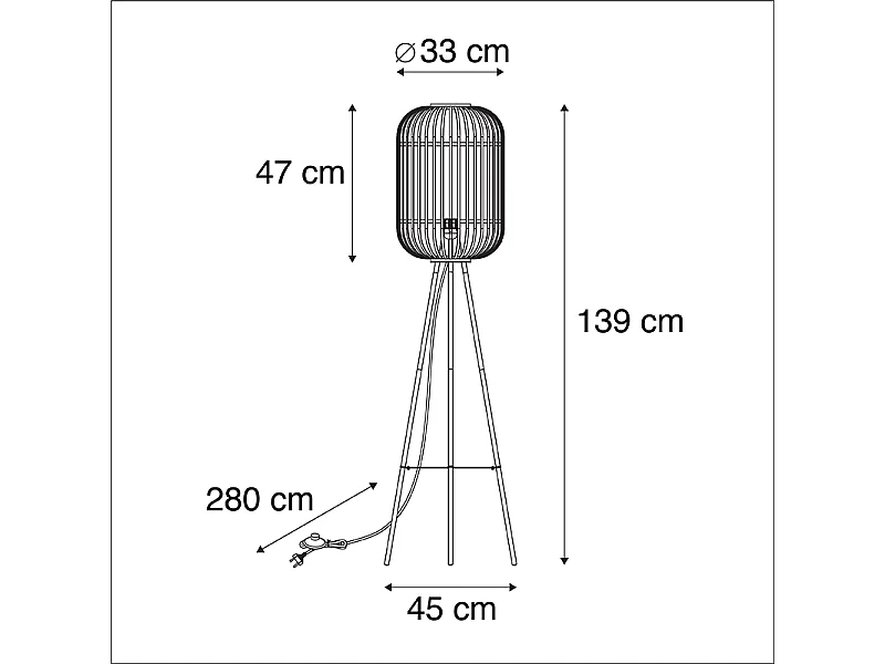 Lampadaire rustique en rotin - Manille