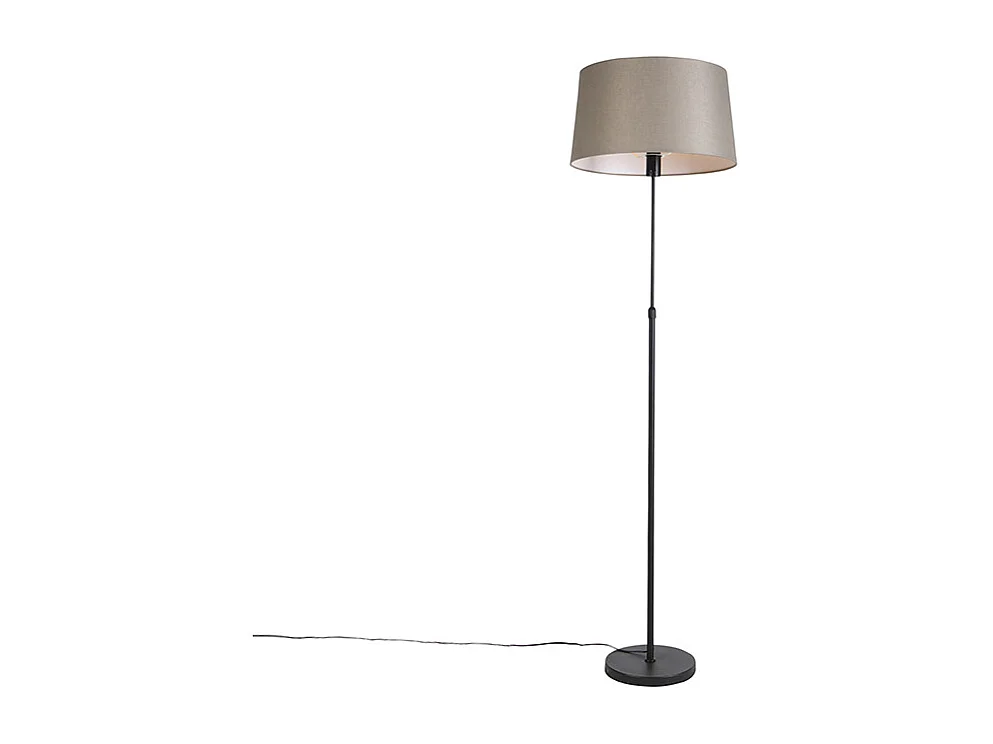 Lampadaire noir avec abat-jour en lin taupe 45 cm réglable - Parte