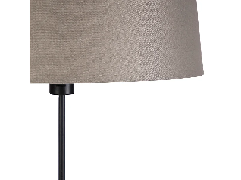 Lampadaire noir avec abat-jour en lin taupe 45 cm réglable - Parte