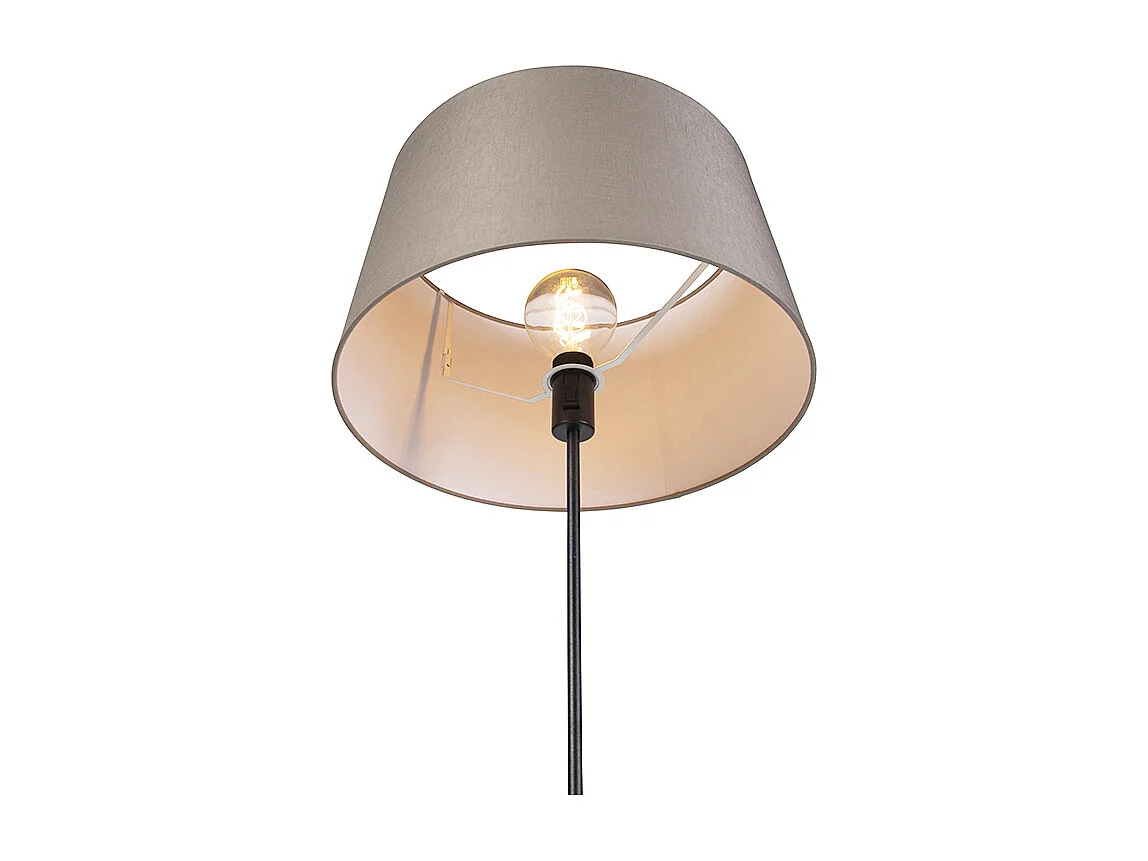 Lampadaire noir avec abat-jour en lin taupe 45 cm réglable - Parte
