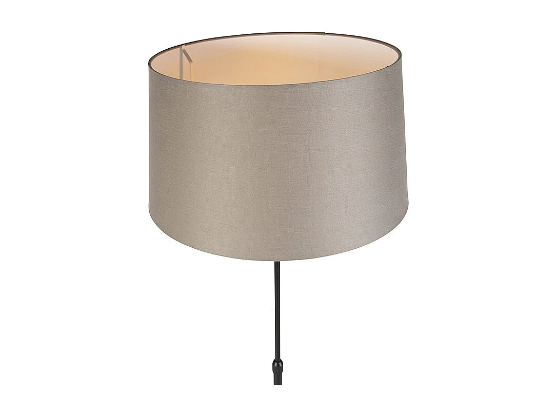 Lampadaire noir avec abat-jour en lin taupe 45 cm réglable - Parte