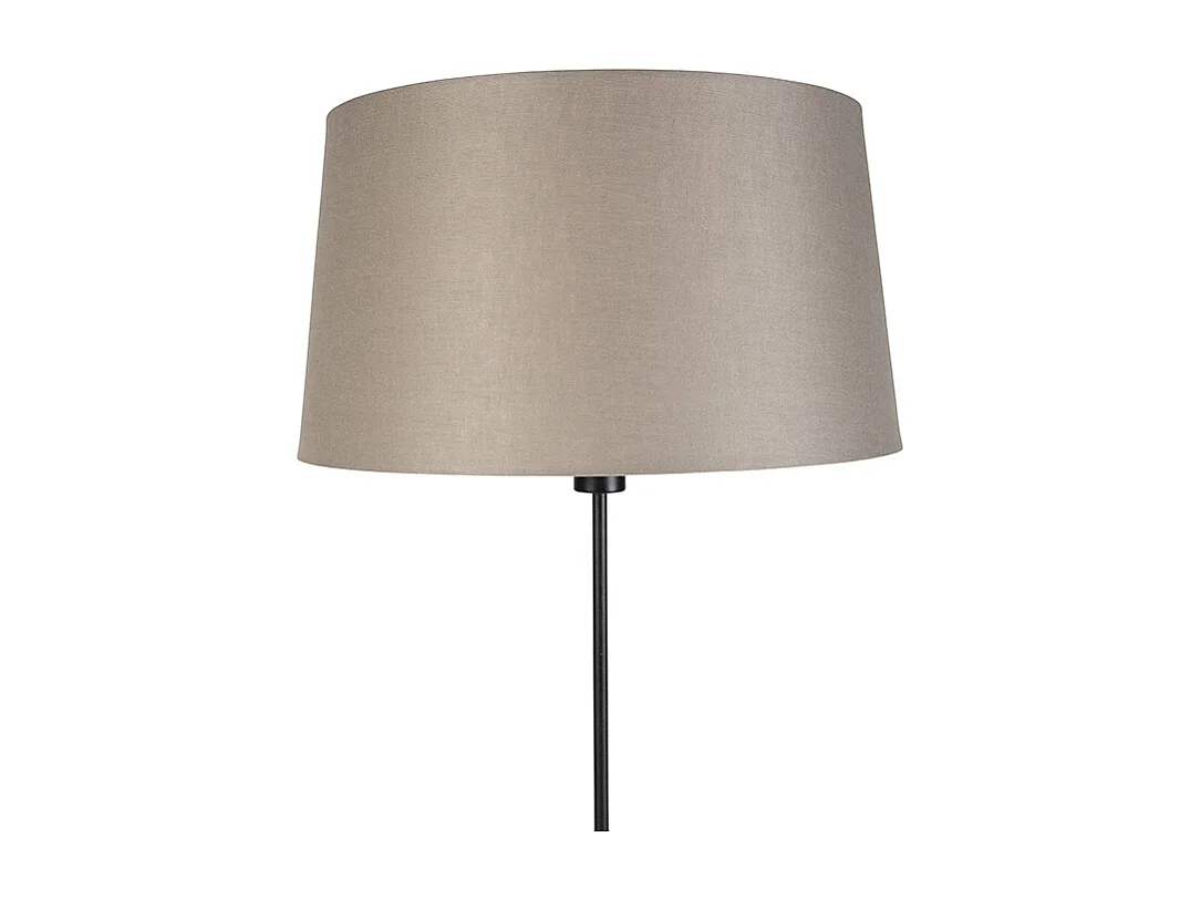 Lampadaire noir avec abat-jour en lin taupe 45 cm réglable - Parte
