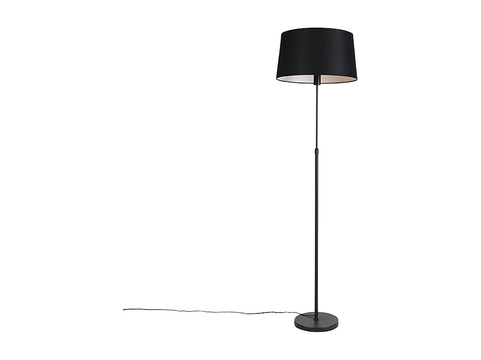 Lampadaire noir avec abat-jour en lin noir 45 cm réglable - Parte