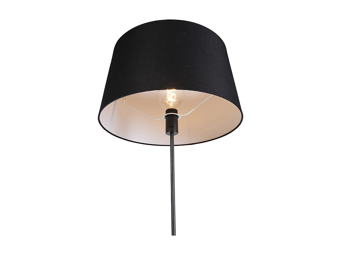 Lampadaire noir avec abat-jour en lin noir 45 cm réglable - Parte