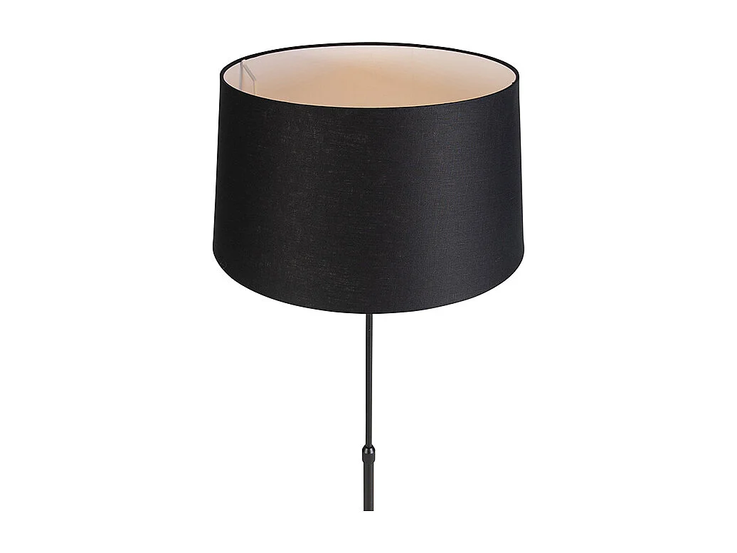 Lampadaire noir avec abat-jour en lin noir 45 cm réglable - Parte