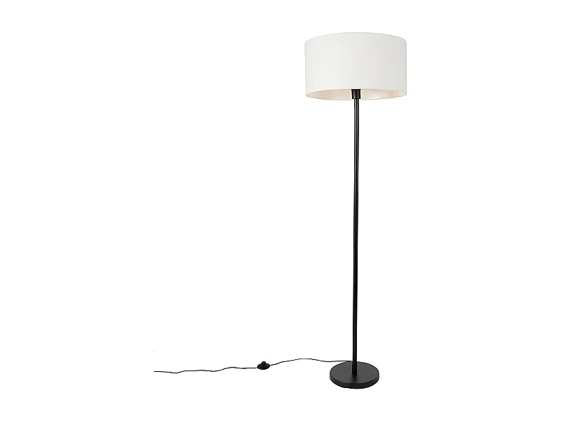 Lampadaire noir avec abat-jour blanc 50 cm - Simplo