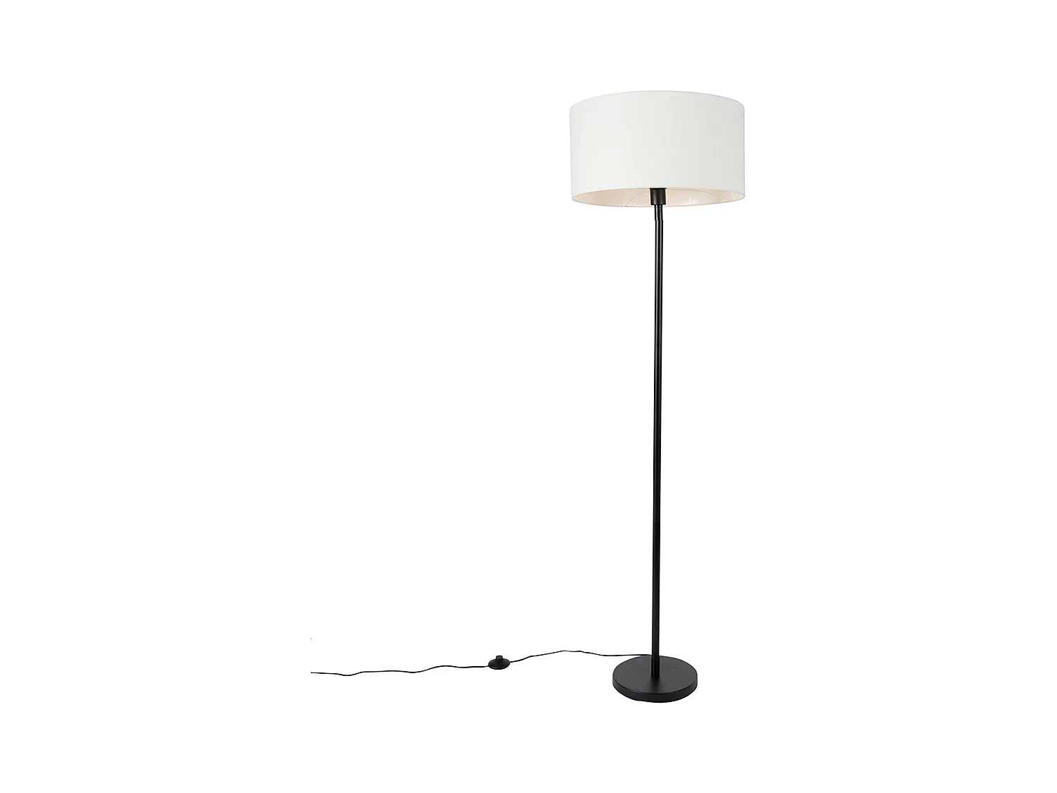 Lampadaire noir avec abat-jour blanc 50 cm - Simplo