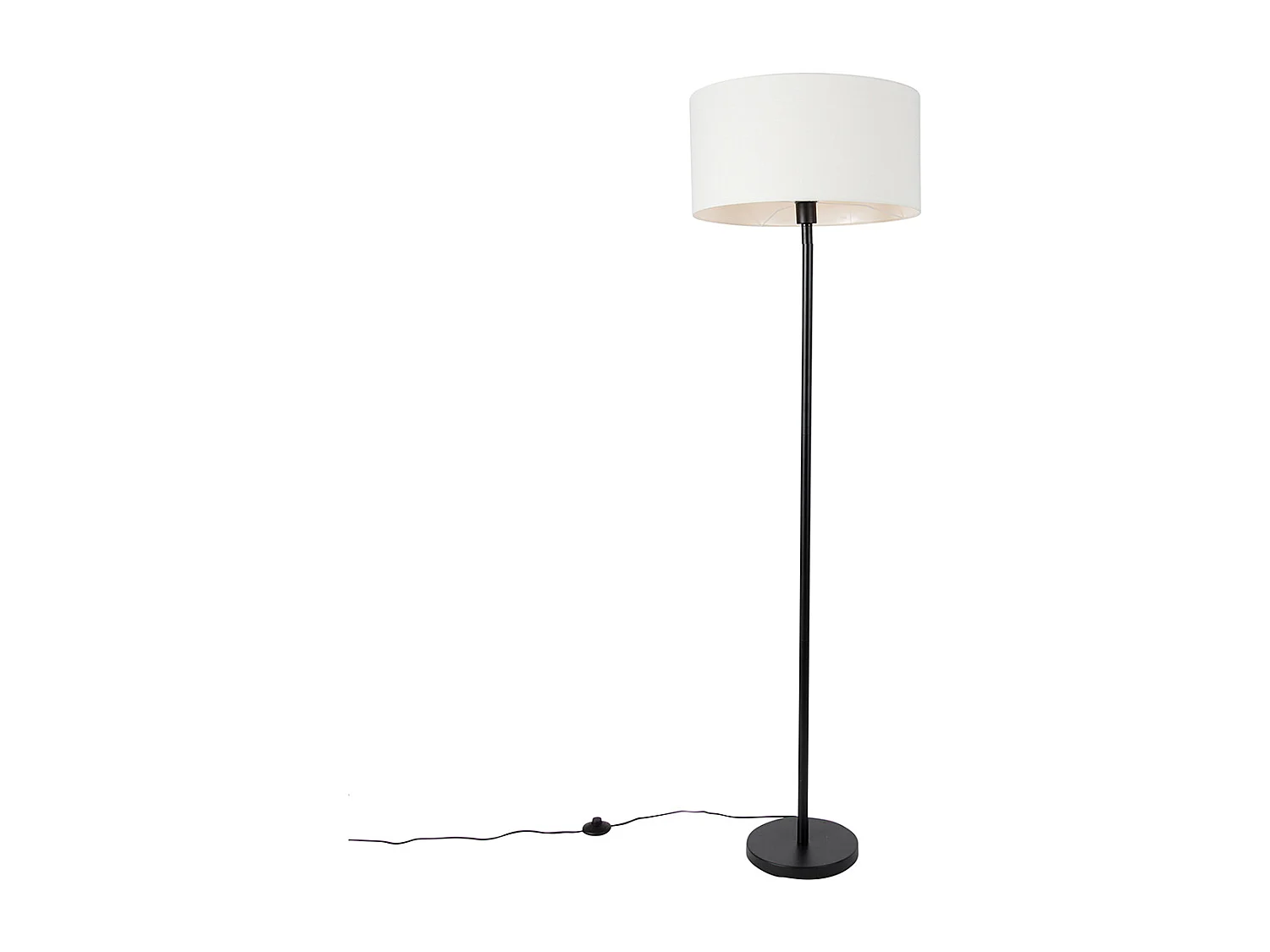 Lampadaire noir avec abat-jour blanc 50 cm - Simplo