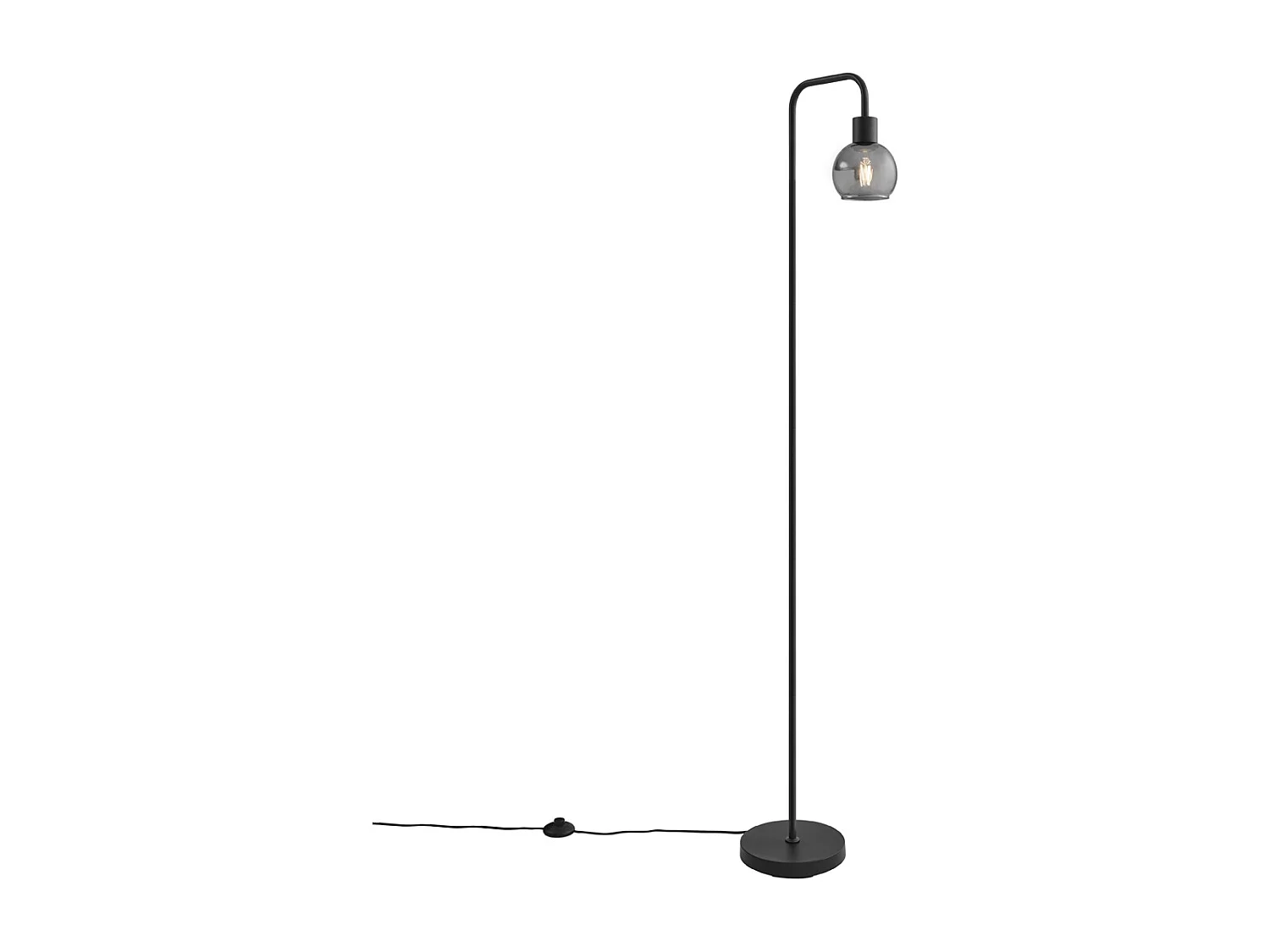 Lampadaire Art Déco noir avec verre fumé - Vidro