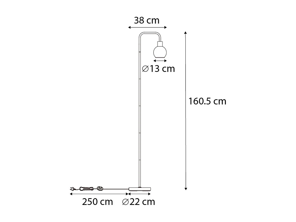 Lampadaire Art Déco noir avec verre fumé - Vidro