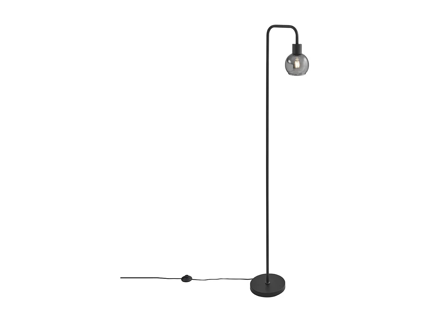 Lampadaire Art Déco noir avec verre fumé - Vidro