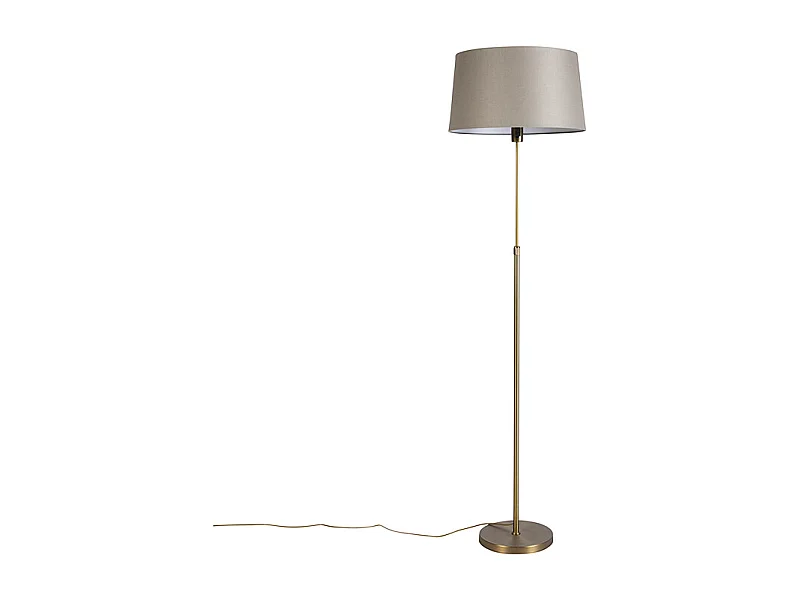 Lampadaire en bronze avec abat-jour en lin taupe 45 cm réglable - Parte