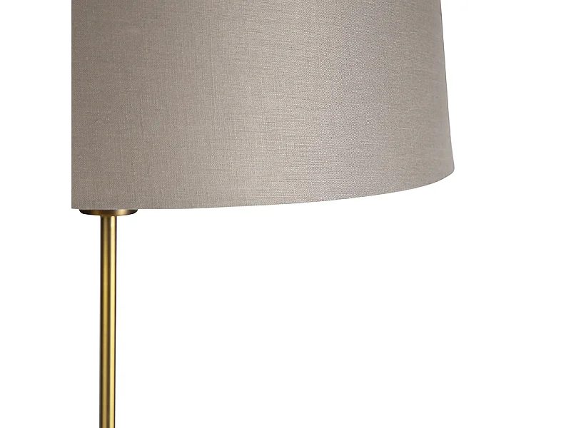Lampadaire en bronze avec abat-jour en lin taupe réglable 45 cm - Parte