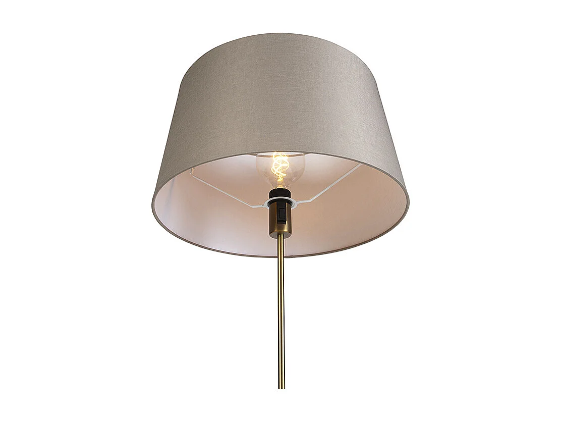 Lampadaire en bronze avec abat-jour en lin taupe 45 cm réglable - Parte