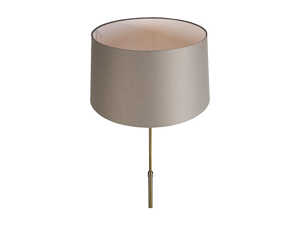 Lampadaire en bronze avec abat-jour en lin taupe 45 cm réglable - Parte