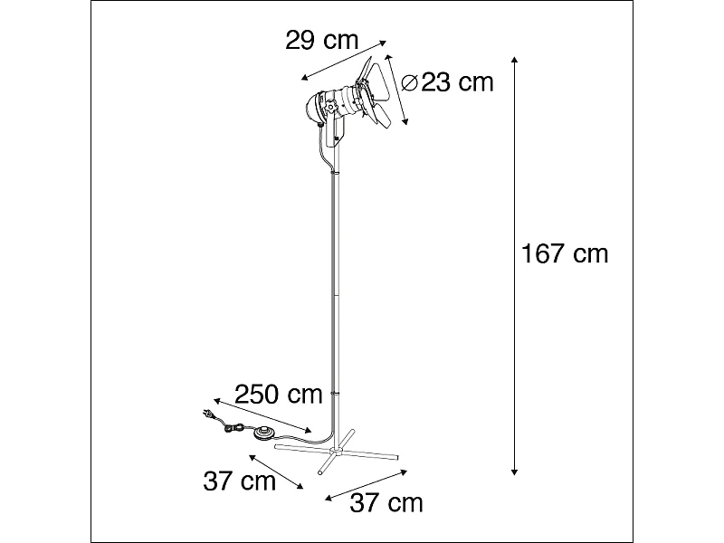 Lampadaire industriel noir inclinable - Movie