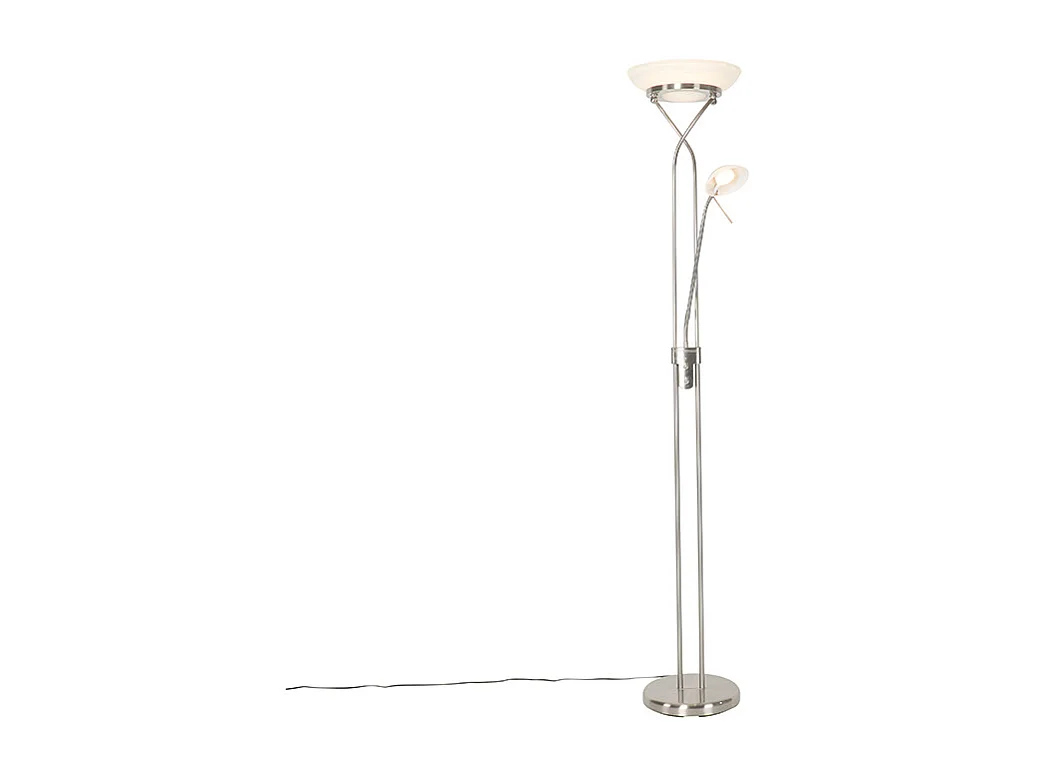 Lampadaire en acier avec LED, variateur et lampe de lecture - Empoli