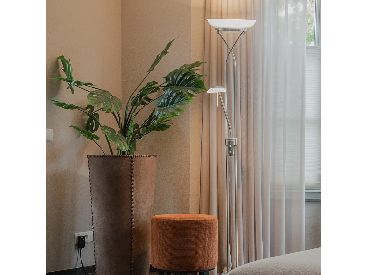 Lampadaire en acier avec LED, variateur et lampe de lecture - Empoli