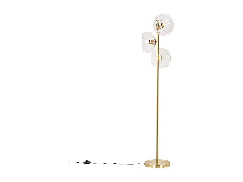 Lampadaire Art Déco doré avec verre 3 lumières - Ayesha
