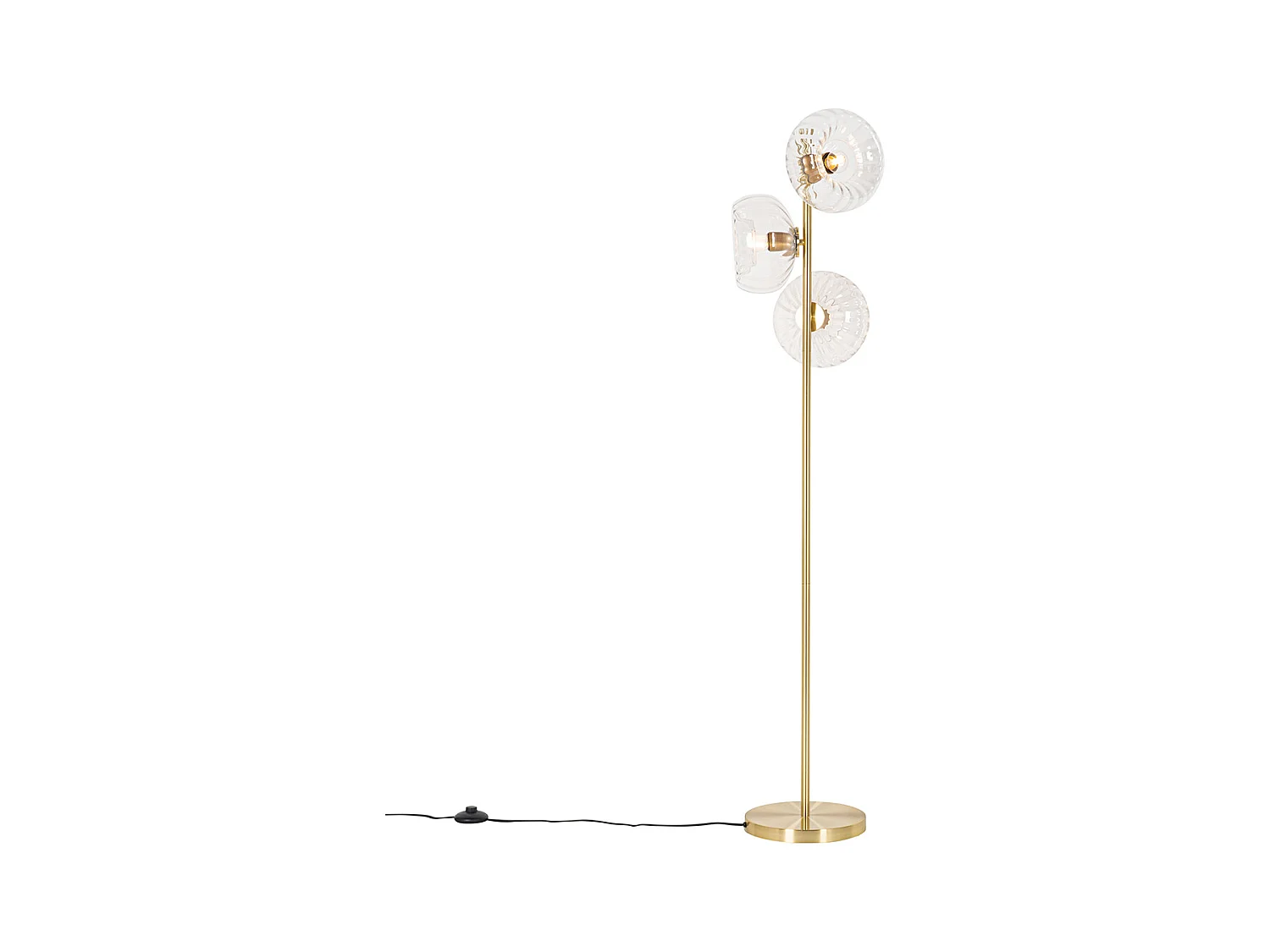 Lampadaire Art Déco doré avec verre 3 lumières - Ayesha