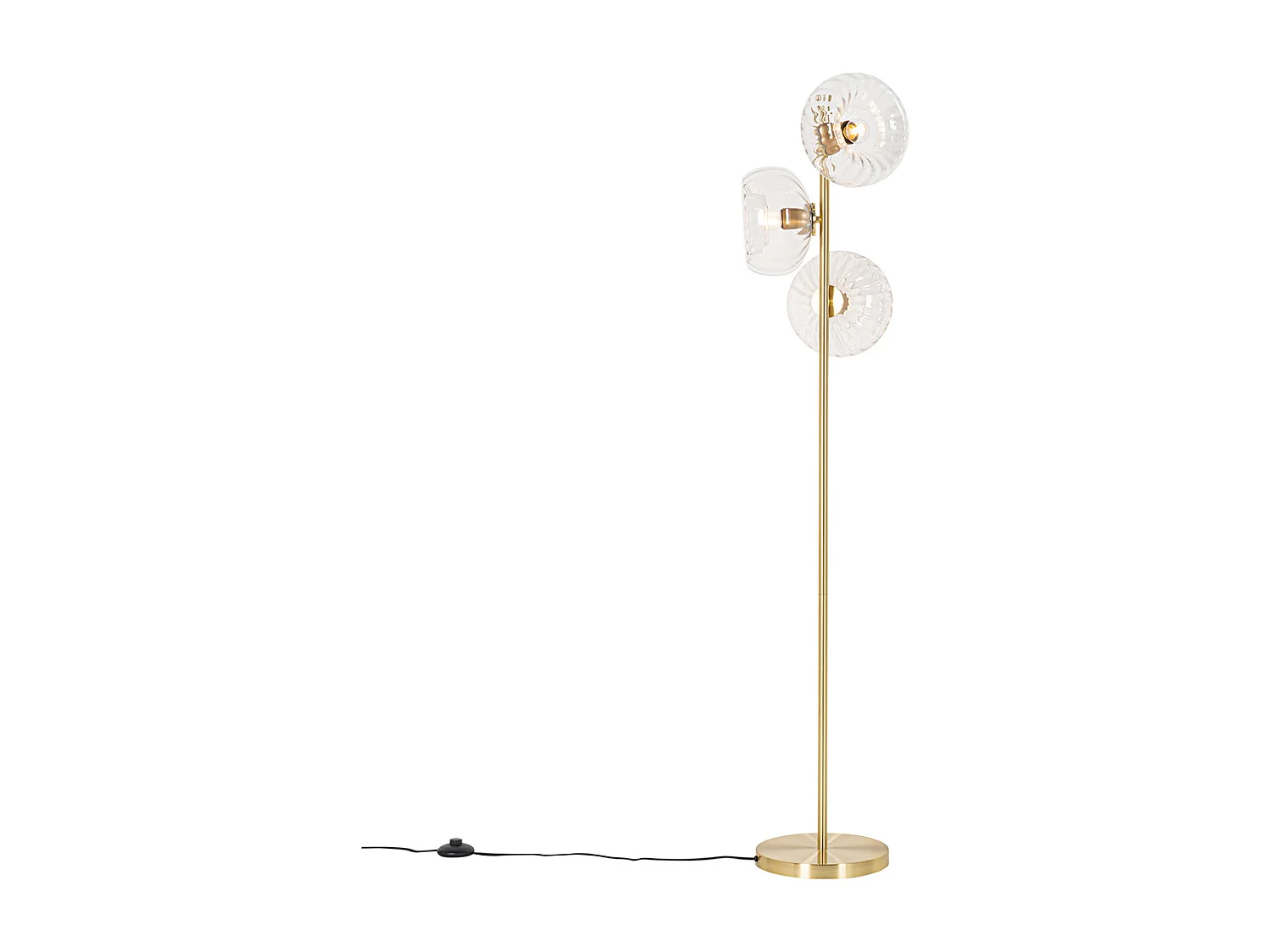 Lampadaire Art Déco doré avec verre 3 lumières - Ayesha