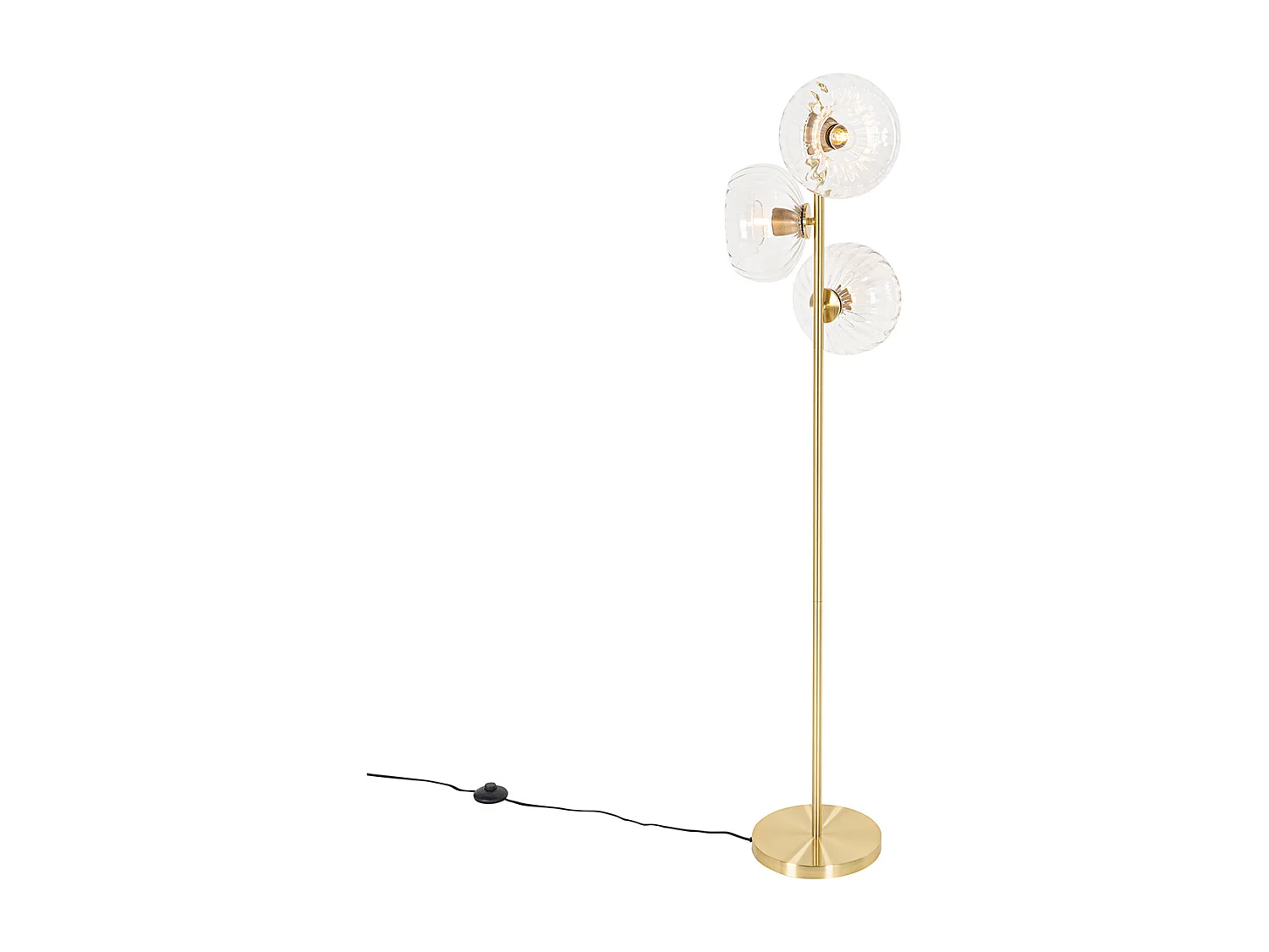 Lampadaire Art Déco doré avec verre 3 lumières - Ayesha