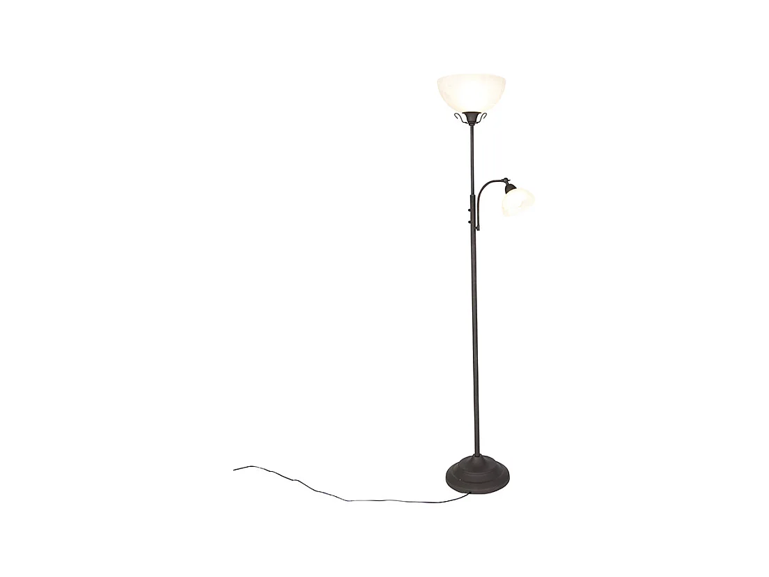 Lampadaire marron classique avec lampe de lecture - Dallas