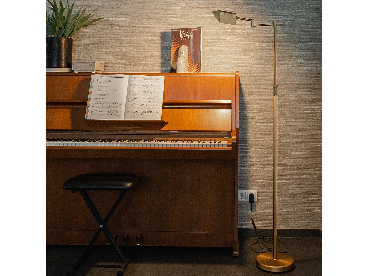 Lampadaire design bronze avec LED et variateur tactile - Notia