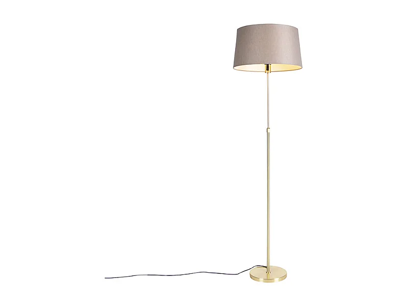 Lampadaire or / laiton avec abat-jour lin taupe 45 cm - Parte