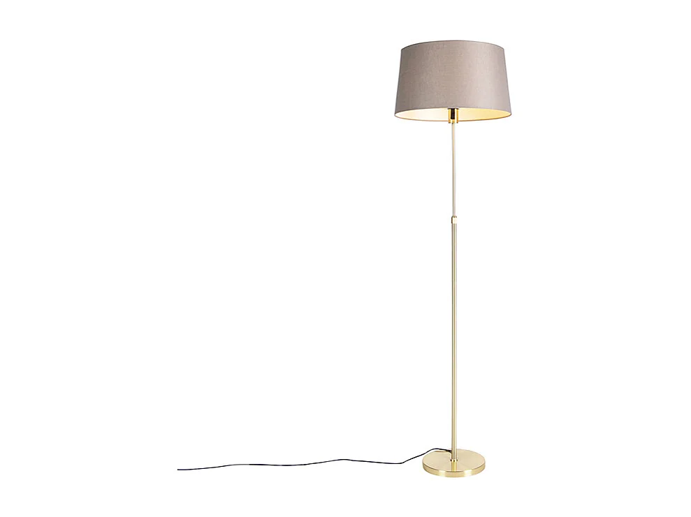 Lampadaire or / laiton avec abat-jour lin taupe 45 cm - Parte