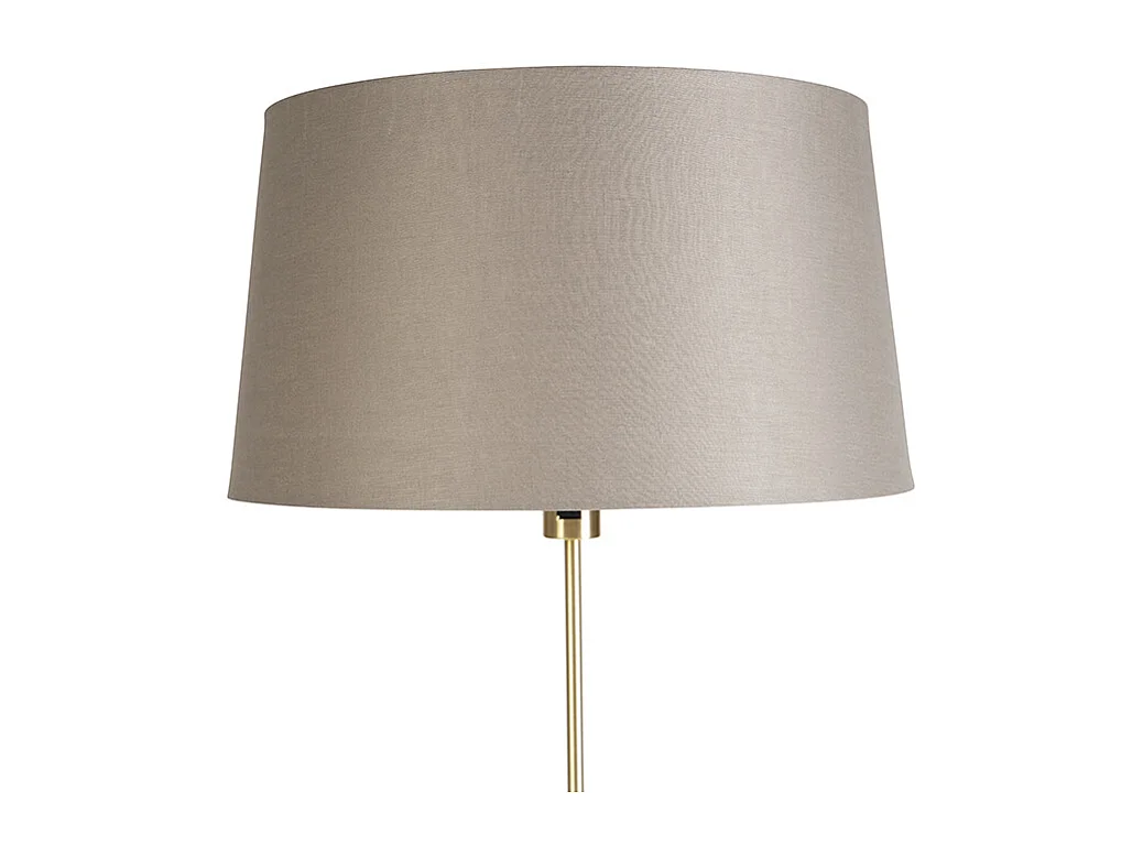 Lampadaire or/laiton avec abat-jour en lin taupe 45 cm - Parte