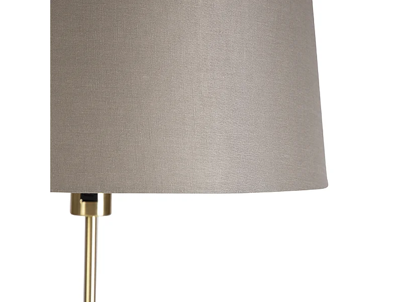 Lampadaire or/laiton avec abat-jour en lin taupe 45 cm - Parte