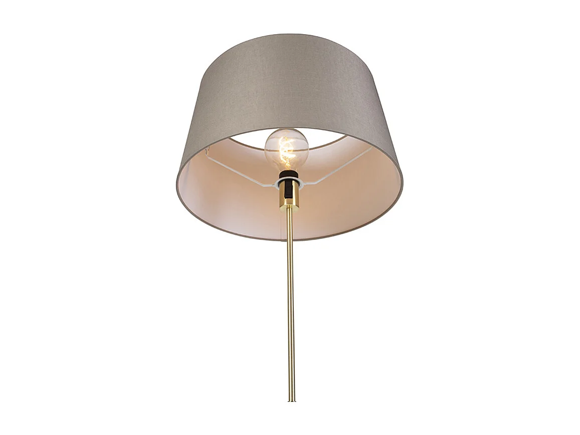 Lampadaire or/laiton avec abat-jour en lin taupe 45 cm - Parte