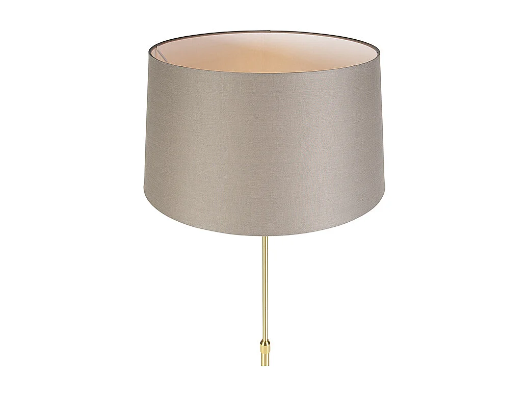 Lampadaire or/laiton avec abat-jour en lin taupe 45 cm - Parte