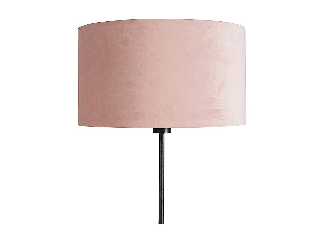 Lampadaire noir avec abat-jour en velours rose et or 35 cm - Parte