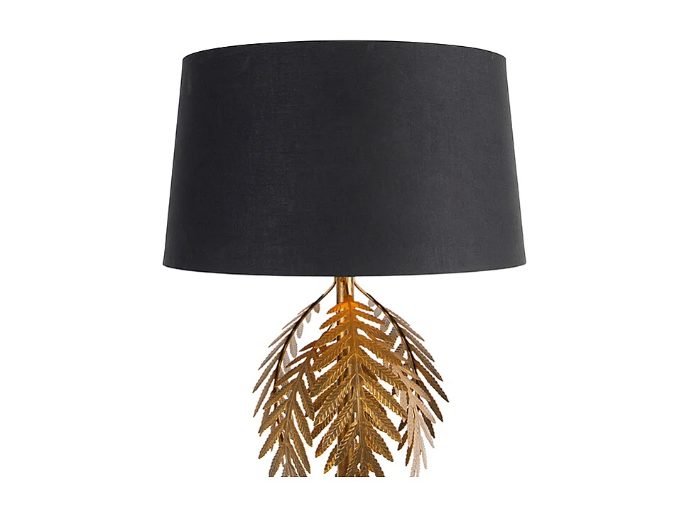 Lampadaire vintage or avec abat-jour en coton noir - Botanica