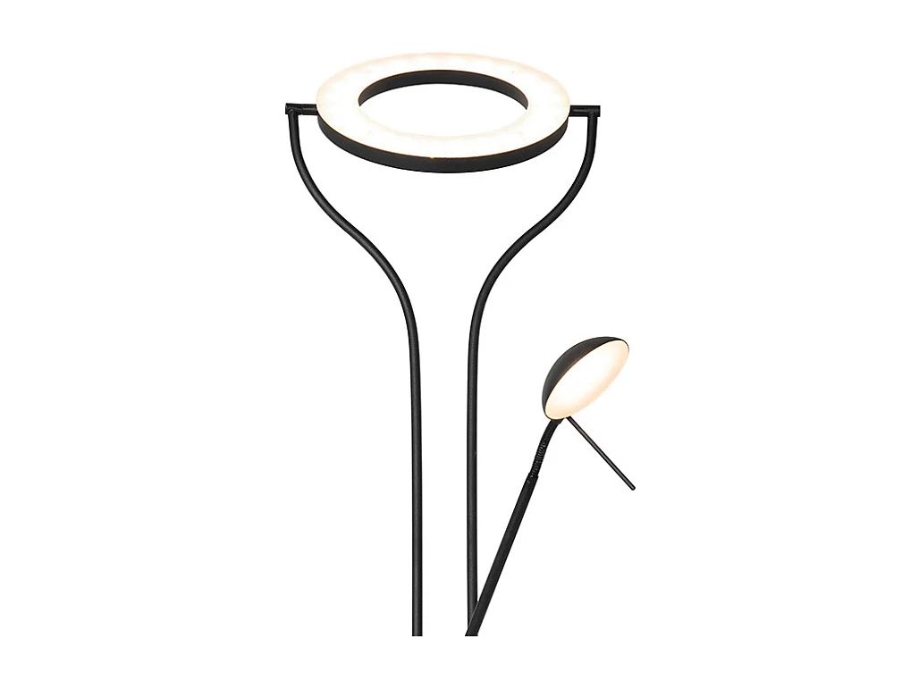 Lampadaire moderne noir avec bras de lecture avec LED et variateur - Divo