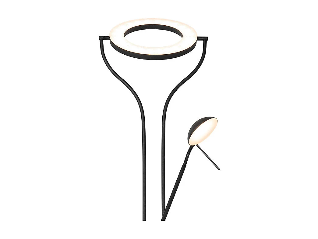 Lampadaire moderne noir avec bras de lecture avec LED et variateur - Divo