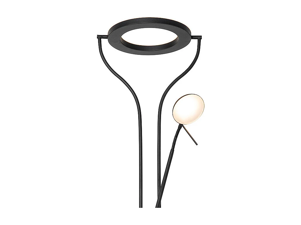 Lampadaire moderne noir avec bras de lecture avec LED et variateur - Divo