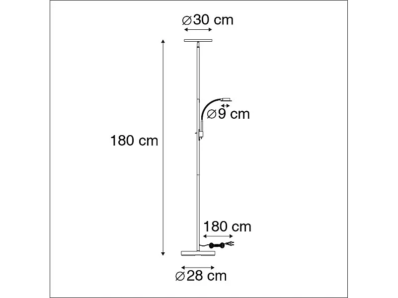 Lampadaire moderne en acier avec LED avec bras de lecture - Chala