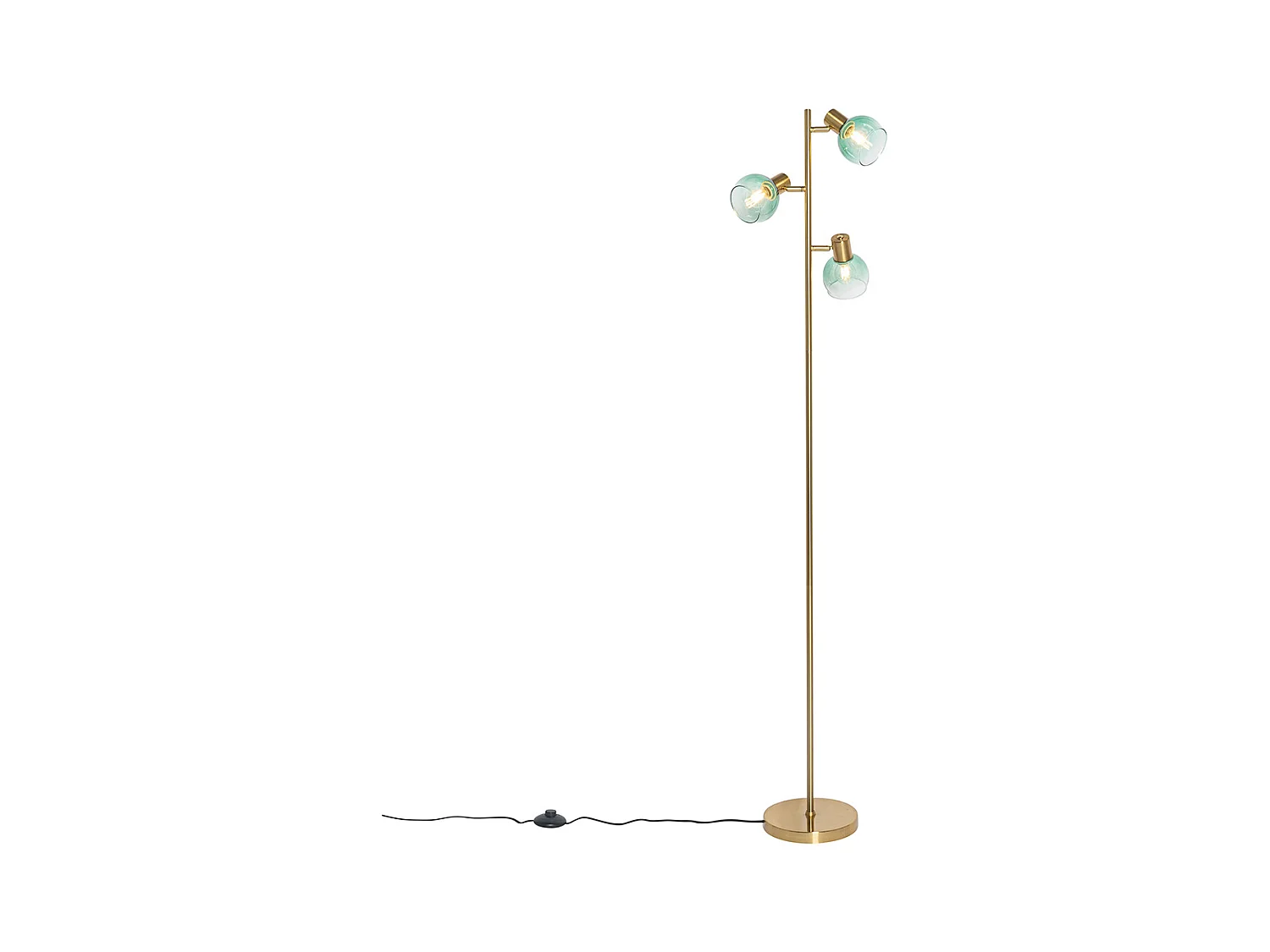 Lampadaire Art Déco or avec verre vert 3 lumières - Vidro