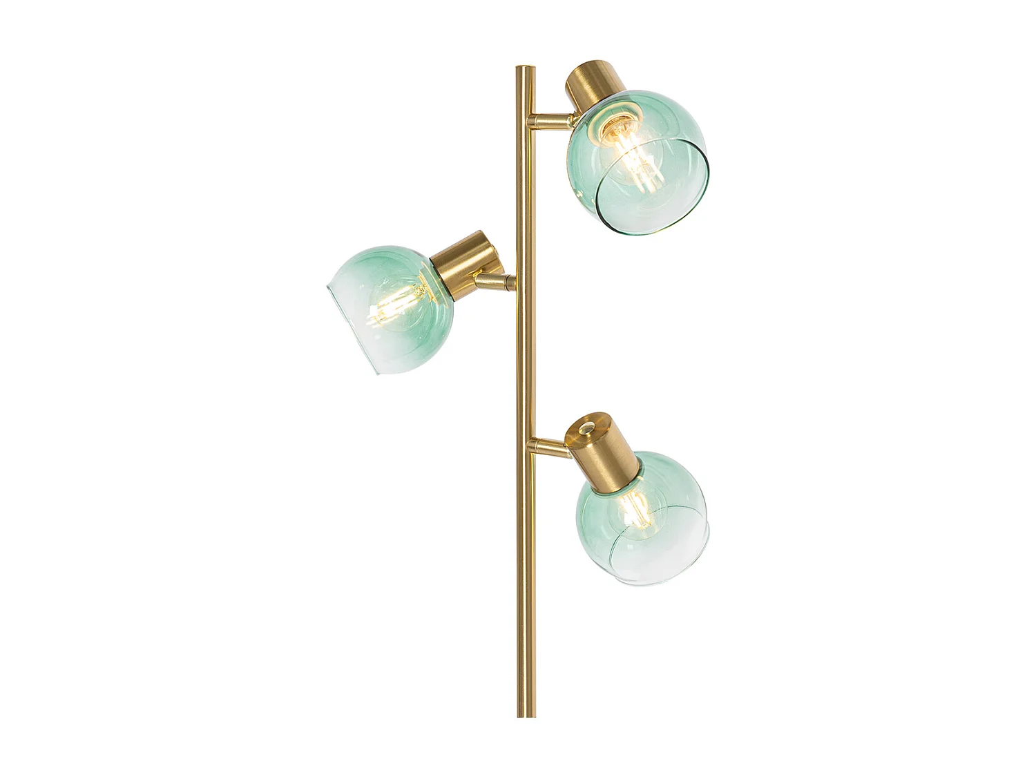 Lampadaire Art Déco doré avec verre vert 3 lumières - Vidro