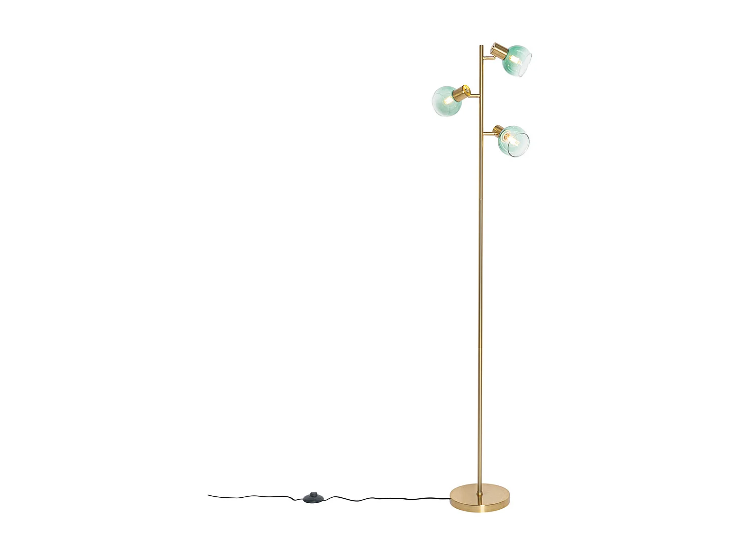 Lampadaire Art Déco doré avec verre vert 3 lumières - Vidro
