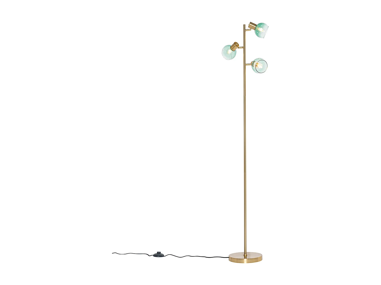 Lampadaire Art Déco doré avec verre vert 3 lumières - Vidro